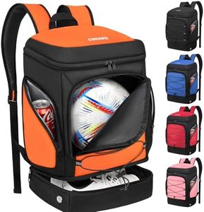 Ciihars Soccer Backpack,Soccer Bag with Ball Holder, Includes Separate Cleat Shoe and Ball Compartment Sport Equipment Bags Fit Basketball Volleyball Football (orange)
