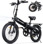 isinwheel U5 Electric Bike for Adults, 500W Peak Folding Fat Tires Ebike with 80KM Pas Range, 32KM/H Speed, 48V 7.8Ah Removable Battery, 20" Lightweigt Electric Bicycle with Shelf for Commuting