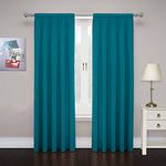 Eclipse Pairs to Go Cadenza Modern Decorative Rod Pocket Window Curtains for Living Room (2 Panels), 40 in x 84 in, Teal