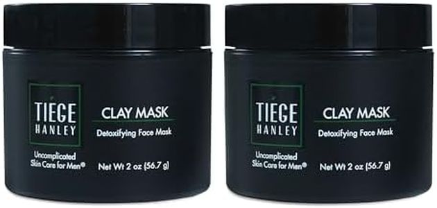 Tiege Hanley Mens Detoxifying Facial Clay Mask, 2 Oz (2-Pack) - Deep Pore Cleansing Charcoal Face Mask with Natural Kaolin Clay Absorbs Excess Oil & Reduces Appearance Pores - Skin Care for Men