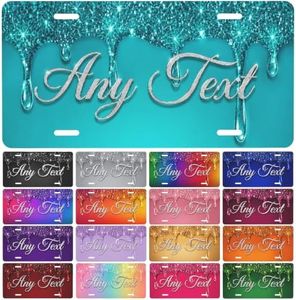 Vornix Personalized Glitter Gradient License Plate, Custom Name and Text with Artistic Drip-Effect Design, Decorative Front Vanity Plate for Car Truck SUV, 6 x 12 in