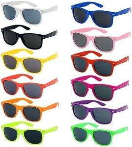 OundarM 12 Pairs Party Glasses Bulk for Kids and Adults, Neon Colors Eyewear for Party Supplies Party Favors Gifts Treat Bag Fillers, Photo Props for Beach Pool Party, 12 Colors