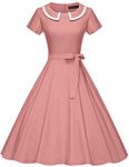 GownTown Womens Dresses 1950s Vintage Swing Stretchy Dresses, Salmon Pink, XX-Large