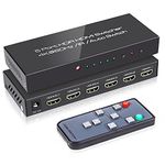 (Newest Version) ROOFULL 5 Port 4K HDMI Switch with Remote 5 in 1 Out 4K@60Hz HDMI 2.0 Video Switcher Selector, Dolby Vision/Atmos Auto-Switching HDCP 2.2 HDR 10 CEC 18Gbps for PS5/4Pro Xbox Apple TV