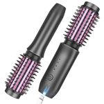 Cordless Curling Iron Brush, 2024 NEW Portable Travel Curling Iron Mini Brush for Women, 7000Mah USB Rechargeable Curling Wand Brush with Negative Ion, Gray