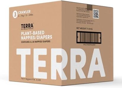 Terra Size 3 Diapers: 85% Plant-Based Diapers, Ultra-Soft & Chemical-Free for Sensitive Skin, Superior Absorbency for Day or Nighttime Diapers, Designed for Babies 13-24 Pounds, 160 Count