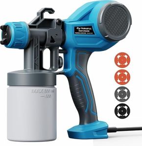 Tilswall Paint Sprayer Ideal for Beginners, Ultra Lightweight Spray Paint Gun Easy to Use and Clean, Multi-purpose Spray Gun with 4 Nozzles & 3 Patterns, Electric Paint Sprayer for Walls and Ceilings