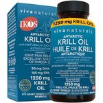 Antarctic Krill Oil Omega 3 Fatty Acid Supplements 1250 mg, High EPA DHA & Astaxanthin Concentration for Joint Health and Inflammation Support No Fish Burps, 60 Omega 3 Krill Oil Supplements