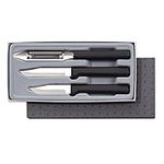 Rada Cutlery 3-Piece Basics Knife Gift Set – Stainless Steel Kitchen Knives With Black Stainless Steel Resin Handles