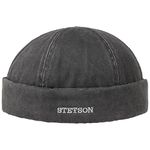Stetson Old Cotton Winter Docker Cap for Men - Men's Water-Shedding Cap - Lined Cap (Fleece) - Fall/Winter Fisherman's hat Black M (56-57 cm)