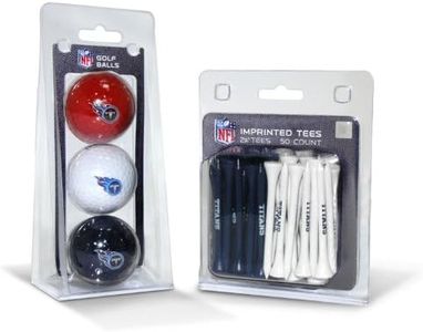 Team Golf NFL Tennessee Titans 3 Golf Balls And 50 Golf Tees Logo Imprinted Golf Balls (3 Count) & 2-3/4" Regulation Golf Tees (50 Count), Multi Colored