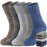 Yeblues 5 Pairs Wool Socks Mens, Thick Warm Winter Socks, Hiking Socks Soft Casual Socks for Men（One size fits 6-13)