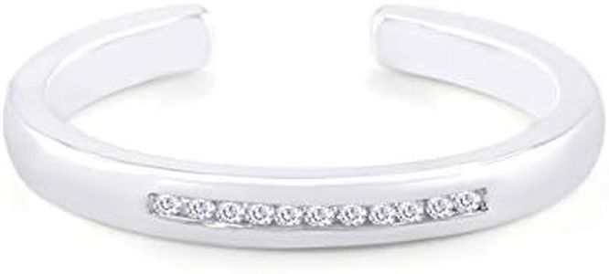 14k White Gold Over Sterling Silver Channel Set Round White Natural Diamond Accent Toe Ring Adjustable