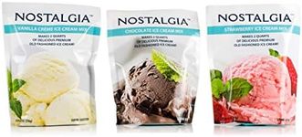 Nostalgia Ice Cream Mix. Vanilla, Chocolate and Strawberry. Each Pocket of 8 Oz Makes 2 Quarts of Delicious Premium Old Fashioned Ice Cream!