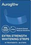 Auraglow Extra Strength Teeth Whitening Strips, Strong Whitening Strips, 14 Whitening Treatments, 11% Hydrogen Peroxide with Nano Hydroxyapatite to Reduce Sensitivity & Protect Enamel, 28 Strips, Mint