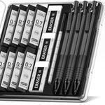 Four Candies 0.7mm Mechanical Pencil Set with Case, 3PCS Metal Artist Lead Pencil with 8 Tubes (480PCS) HB Lead Refills, 3 Erasers, 9 Eraser Refills For Engineer Art Writing Drawing Drafting, Black