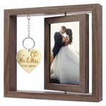 TepTupGa Wedding Picture Frames, Rotating Floating Mr and Mrs Tabletop Photo Frame for 4x6 Picture, Rustic Couple Personalised Photo Frames Engagement Wedding Gift Bridal Shower Gifts