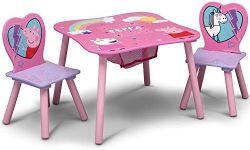 Delta Children Kids Table and Chair Set with Storage (2 Chairs Included) - Ideal for Arts & Crafts, Snack Time, Homeschooling, Homework & More, Peppa Pig