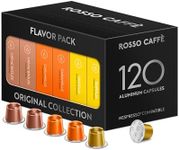 ROSSO CAFFE Espresso Capsules for Nespresso Machines - 120 Coffee Pods Flavor Pack - Vanilla, Caramel, Creme Brulee - Premium Aluminium Capsules - Medium Roast