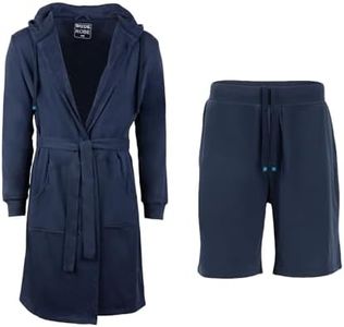 DudeRobe Men’s Hooded Bathrobe + Sweatshorts Bundle – Hooded Terry Bath Robe with Pockets & Soft Men’s Casual Sweat Shorts with Drawstring | Comfortable Loungewear for After Shower, Lounging & Relaxin