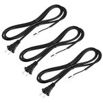 uxcell US Plug Lamp Cord, SVT 18AWG Power Wire 1.8M Black, UL Listed, Pack of 3