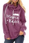 Jhsnjnr Womens Mama Bear Printed Hoodies Shirt Female Long Sleeve Casual Tops Tee Comfy (Wine M)