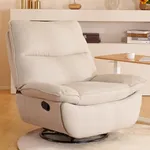 FLEXISPOT Lotus 360° Swivel Rocker Recliner Chair for Adults, Oversized Swivel Recliner, Linen Glider Rocking Chair Nursery with Side Pocket, Glider Sofa for Living Room, Bedroom, Nursery, XRC7 White