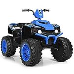 Maxmass 12V Electric Quad Bike, Kids Ride on ATV with LED Light, Bluetooth, Music & Horn and Slow Start, Children Battery Powered Vehicle Toy Car for Toddler 3-7 Years Old (Blue)