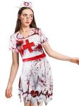 IKALI Zombie Nurse Costume, Women Halloween Bloody Fancy Outfit Hospital Worker Uniform for Role-play Party Size M