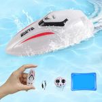 2.4Ghz Mini RC Boat 360 Degree Rotation Colorful Lighting Toys Remote Control Boats Waterproof Rechargeable Batteryremote Remote Control Boat for Kids 8-12(White)