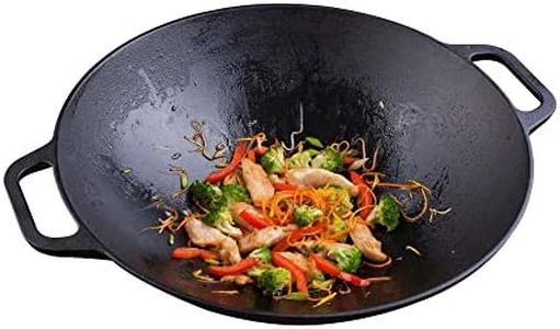 Victoria 14-Inch Cast-Iron Wok with Loop Handles, Preseasoned with Flaxseed Oil, Made in Colombia