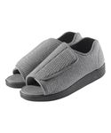 Silverts Men's Extra Wide Open Toe Slipper - Diabetic Indoor Outdoor House Shoe - Orthopedic Footwear for Edema Lymphedema - Washable Slip Resistant Adaptive Bedroom Slipper - Heather Grey/Black 13