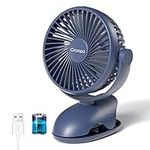 OCOOPA Desk Fan Clip On Fan for Pram, Mini Stroller Fan, 3600mAh Rechargeable Portable Table Fans,Battery Operated&360° Rotation Personal Desktop Fans for Baby Stroller PushChairs Bed Camping,Blue