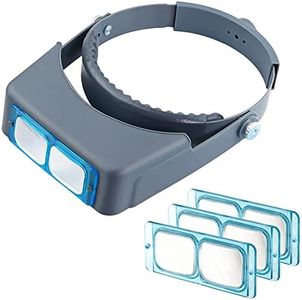 Headband Magnifier Double Lens Head-Mounted Reading Magnifier Loupe Jewelry Visor Opitcal Glass Binocular Magnifier with Lens Magnification-1.5X 2X 2.5X 3.5X