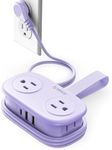 ORICO 4FT Purple Travel Power Strip with 4 AC Outlets, 2 USB-A Ports, and 1 USB-C Port, 45° Flat Plug Extension Cord with Non Surge Protector for Travel/Home/Dorm/Office-AP3