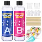Epoxy Resin Kit 16oz/474ml - Crystal Clear Resin and Hardener Resin Epoxy kit,No Yellowing, No Bubbles Casting with Mixing Sticks and Cups, Best for DIY, Crafts, Beginners, Easy Mix 1:1 Ratio