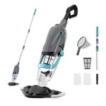 Pool Vacuum Cleaner,Pool Hoover Vacuum for Above Ground Pool with max 55inch Telescopic Pole,Rechargeable Swimming Pool Vacuum 18.5 GPM Suction for Spas, Hot Tubs,Leaf-Scooping Net included