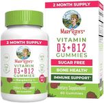 MaryRuth's | Vitamin D3 + Vitamin B12 Gummy Supplements for Adults & Kids | Supports Bone Health | Energy Boost | Raspberry | Sugar Free | Vegan | Non-GMO | 2 Month Supply