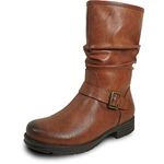 kozi Canada Women Waterproof Mid Calf Winter Casual Boot AURORA Fur Boot with Side Zipper Brown Women Size 6.5