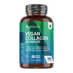 Vegan Collagen Supplements for Women & Men - 180 Capsules - Plant Based Vegan Collagen Capsules with Hyaluronic Acid, Vitamin E, Vitamin C - High Strength Vegetarian Collagen for Skin, Hair & Joints