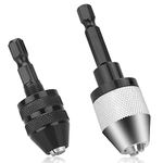 EEEKit Keyless Drill Chuck Conversion Tool, 2PCS 1/4 Inch Shank Hex Chuck Drill Bit Adapter, 0.3-6.5 mm&0.3-3.6 mm Quick Change Converter for Micro Drill Bit, Pin Chuck