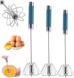 Stainless Steel Semi-automatic Egg Whisk, 2024 Upgrade Hand Mixer Whisk Stainless Steel Egg Whisk Hand Push Rotary Whisk Blender for Cooking Kitchen Home Egg Milk Egg Spinner (Blue, 10+12+14inch)