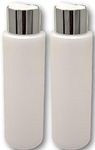 2 Pack Refillable 16 Ounce HDPE Squeeze Bottles With"Stand On The Cap" Dispenser Tops-Great For Lotions, Shampoos, Conditioners and Massage Oils From Earth's Essentials (WHITE & CHROME CAP)