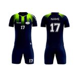 Personalised Football Kit for Kids Adults with Any Name Number Team Logo Personalised Football Shirts Men Women (Sapphire Blue)