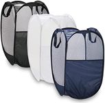 BEWAVE 3 Pack Mesh Pop-up Laundry Basket Foldable Laundry Hampers with Durable Handles Portable Dirty Clothes Collapsible for Bedroom Dormitory Travel Storage