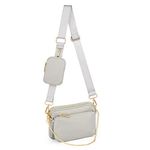 UTO-Small-Crossbody-Bags-for-Women 3 in 1 Multipurpose Cute Shoulder Purse with Detachable Coin Pouch Nylon Light Grey w/G CA