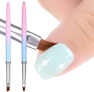 cobee Cepillo de limpieza de esmalte de uñas, 2 piezas de cepillos de limpieza de uñas, cepillos de pintura de uñas, cepillo removedor de uñas, herramientas de pintura (redondo, en ángulo)