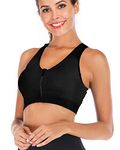 DODOING Zip Front Sports Bra Post Surgery Bra Yoga Bra Workout Fitness Activewear Racerback Padded Bras for Women