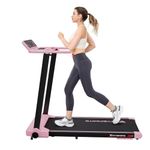 CITYSPORTS Folding Treadmill for Home,2.0HP Foldable Under Desk Treadmill Adjustable Speeds 1-12km/h,Foldable Walking Running Machine, Motorized Electric Treadmill,LED Display & Fitness App (Pink)