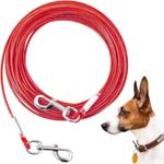 Mi Metty Dog Tie Out Cable, Chew Proof Dogs Runner Cable, Heavy Duty Dog Tether, Training Pet Leash for Large Dogs Up to 125lbs,Lead for Yard Outdoor and Camping (Red, 10ft(3M))
